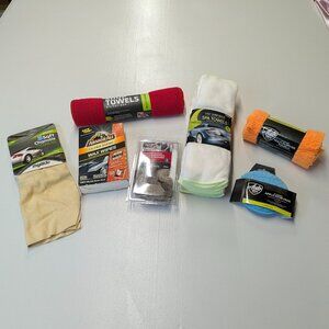 Bundle of Car Care Products Chamois Wax Wipes Microfiber Towels Applicator Pad